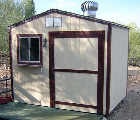 Gable shed with wide door and window on end